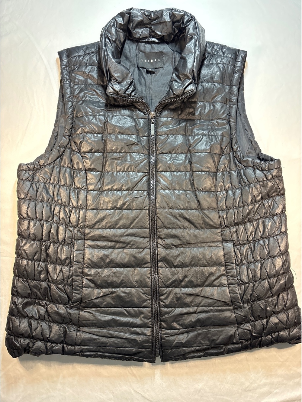 Tribal Women’s Black XL Lightweight Quilted Puffer Vest Full Zip